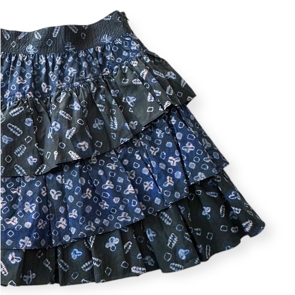 Never Worn‎ Ulla Johnson Aminta Poplin Chevron Shibori Skirt, Blue, Size 4 - Picture 7 of 15
